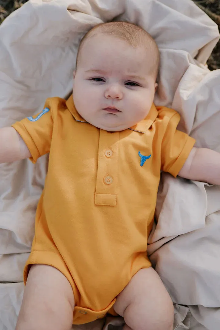 Little Windmill Danny Baby Polo Romper - Golden