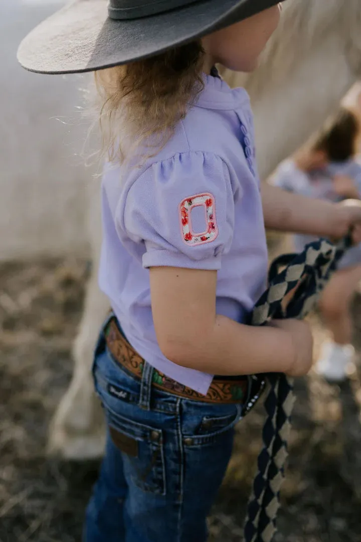 Little Windmill Lizzy Jnr Ruffle Polo - Violet