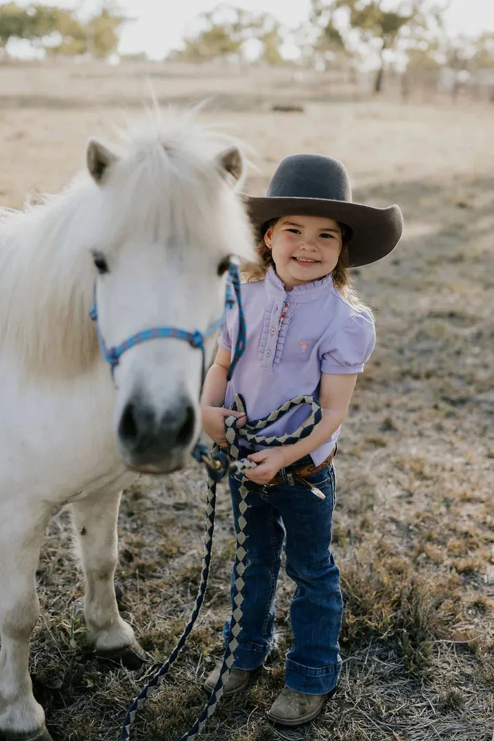 Little Windmill Lizzy Jnr Ruffle Polo - Violet