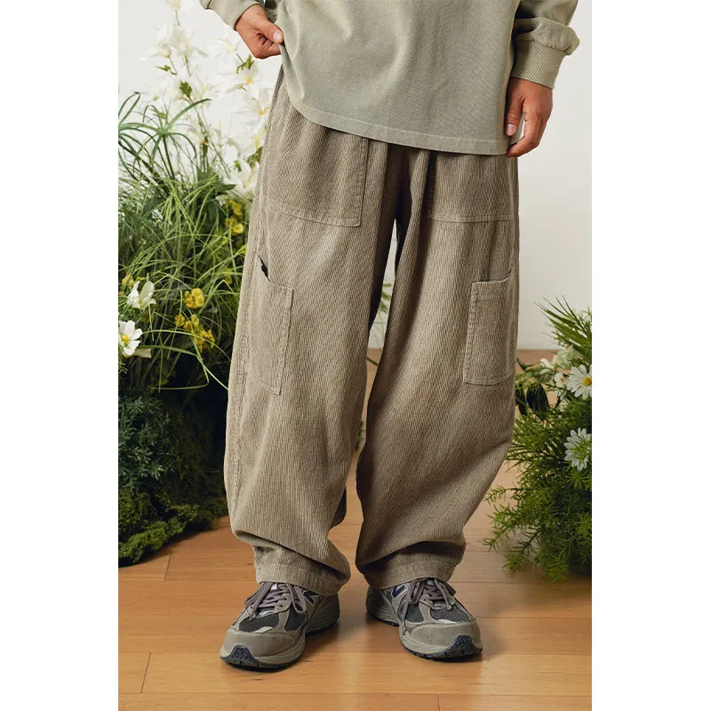 Loose Multi-pocket Corduroy Pants