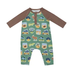 L/S Raglan Romper - National Park Stickers