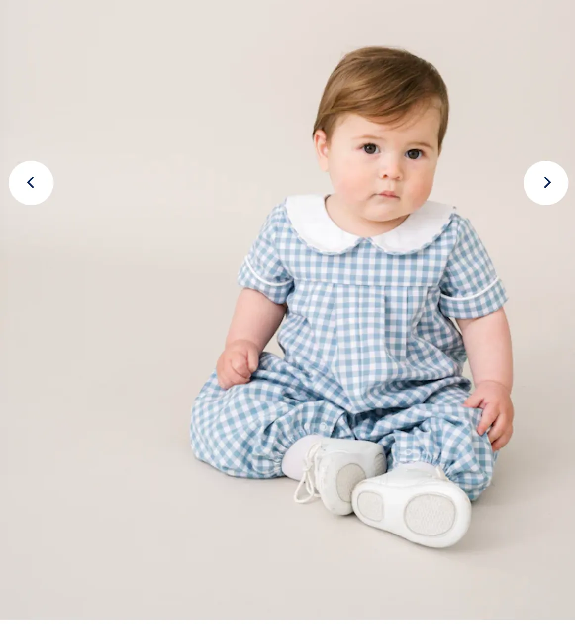 Lullaby Set: Precious Pleated Romper - Stone Blue Check