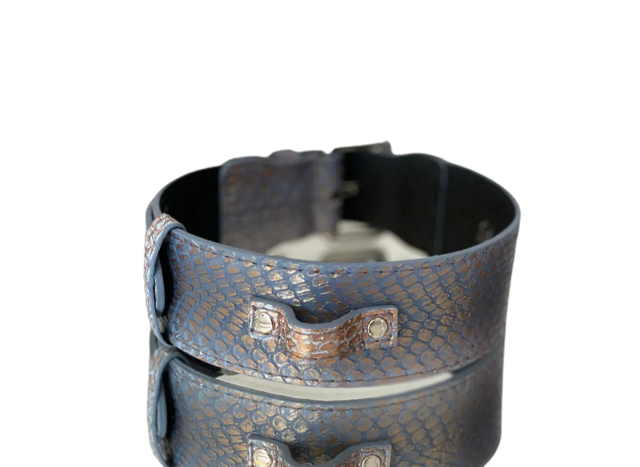 Luxury Pet Fashion Baby Blue/Blue/Bronze Classic Snake Collar