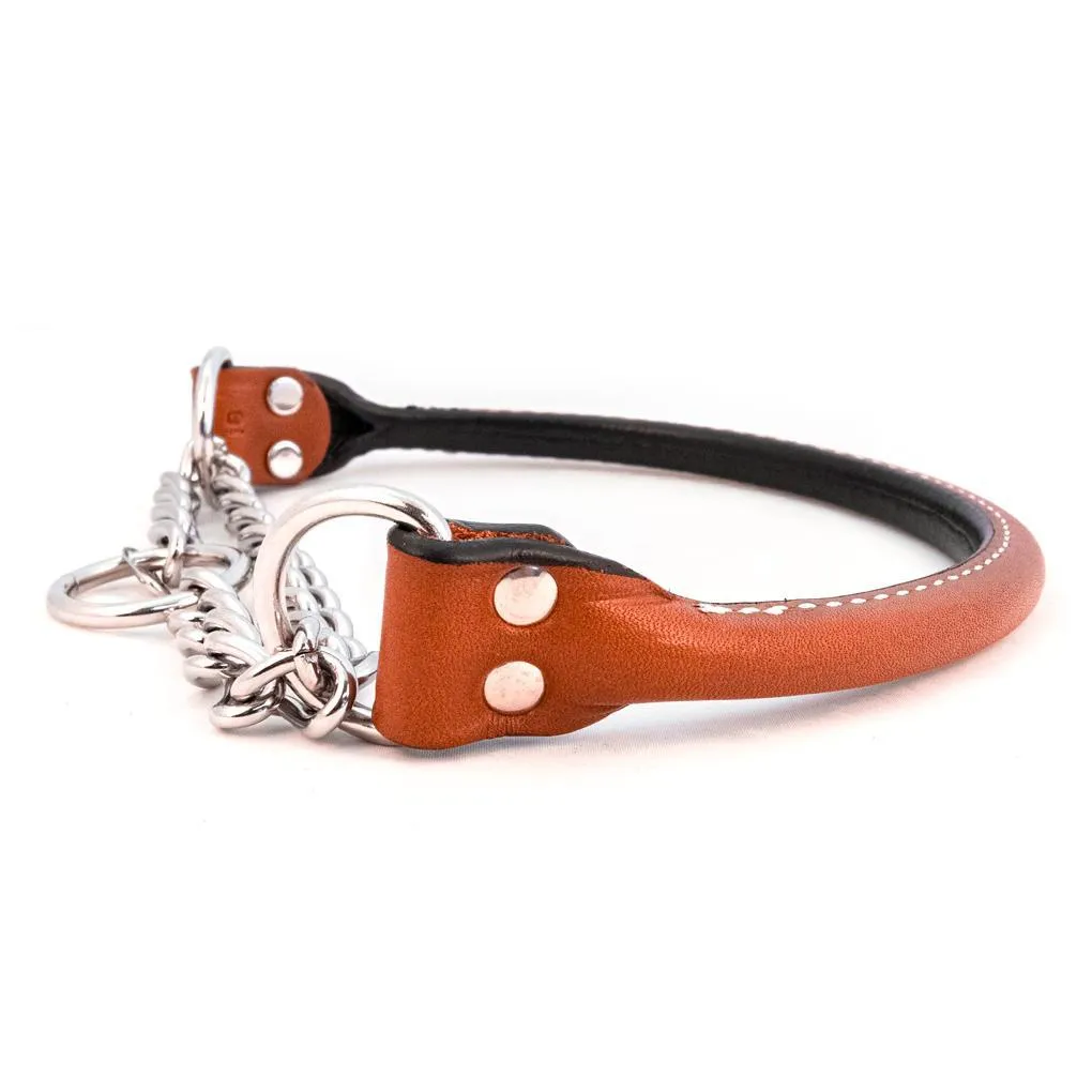 Martingale Rolled Leather Dog Collar