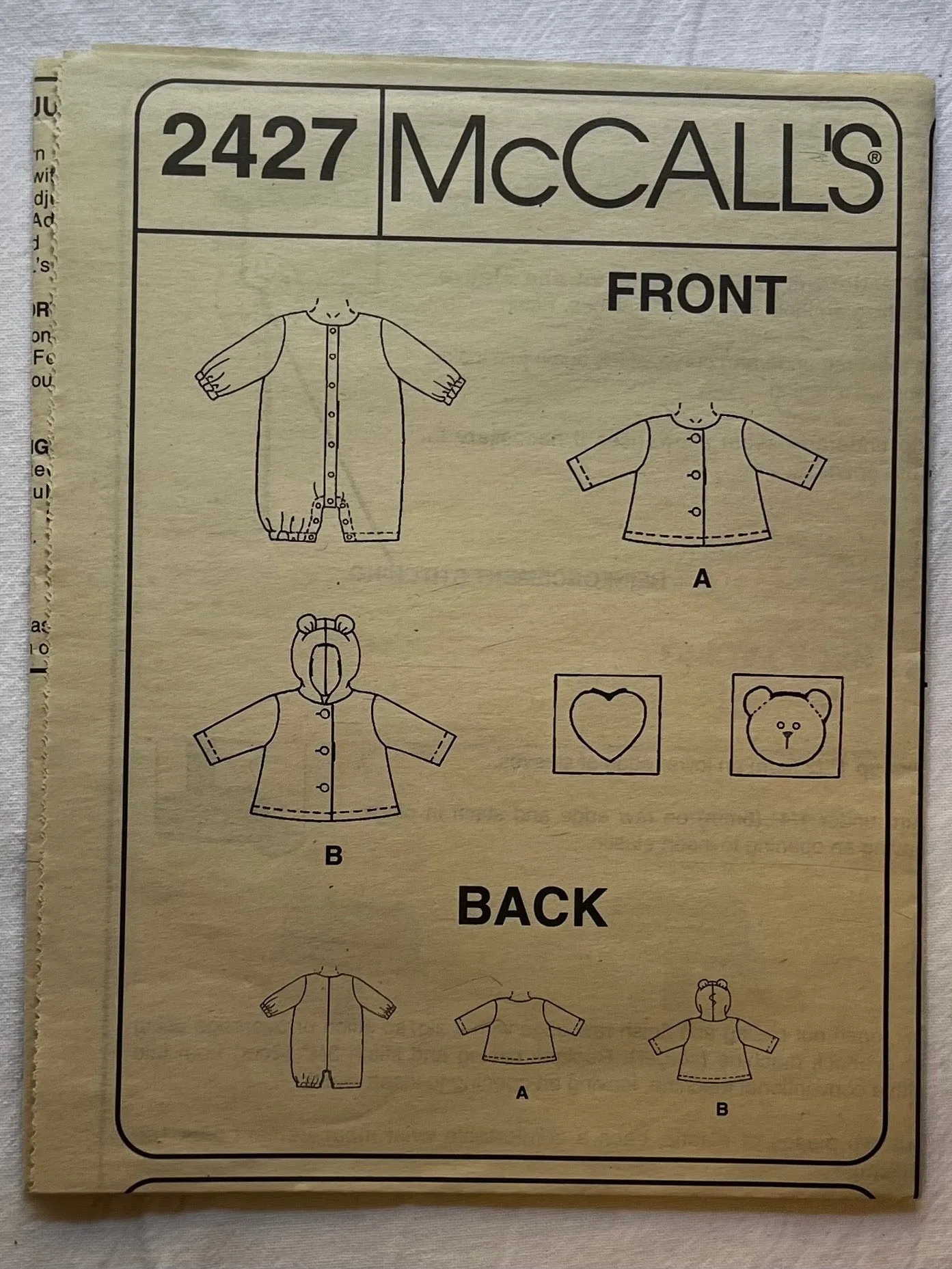 McCall's 2427 Pattern CUT Baby Jacket and Romper