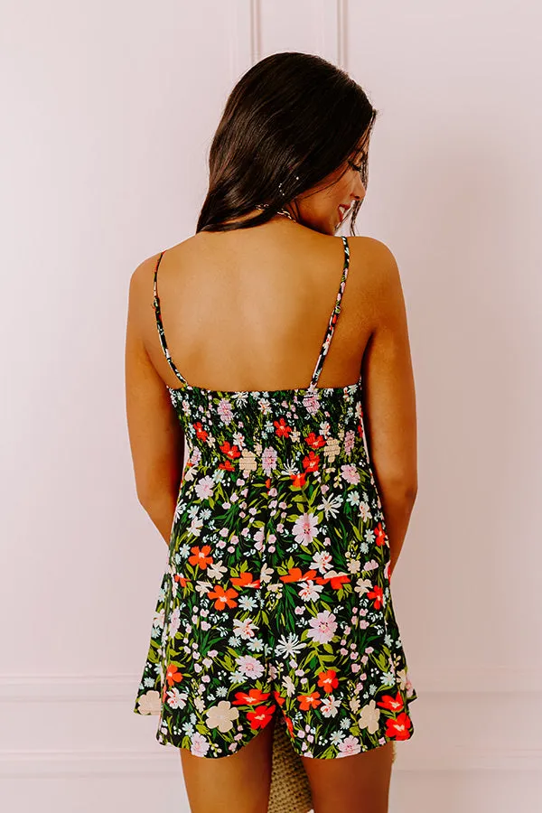 Meet Me In Rio Floral Romper In Black