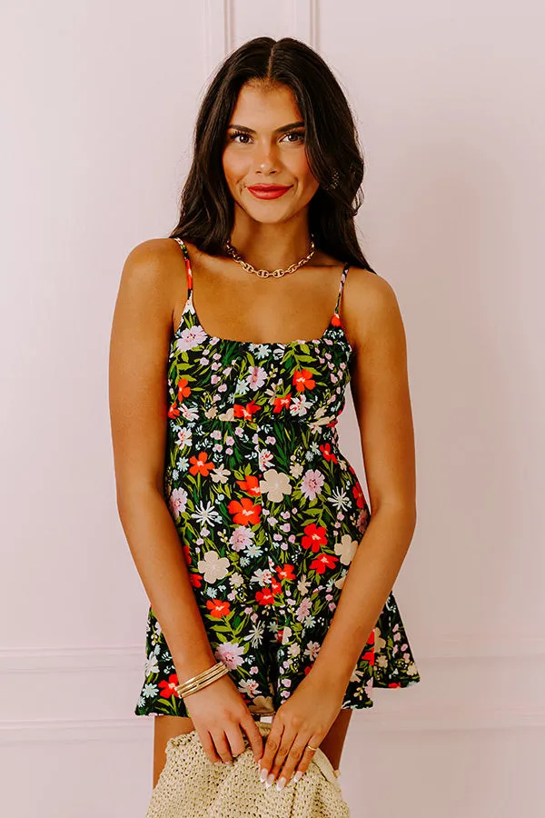 Meet Me In Rio Floral Romper In Black