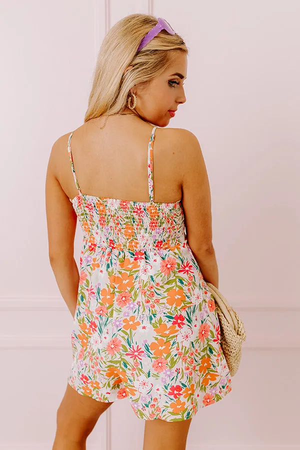 Meet Me In Rio Floral Romper In Light Pink