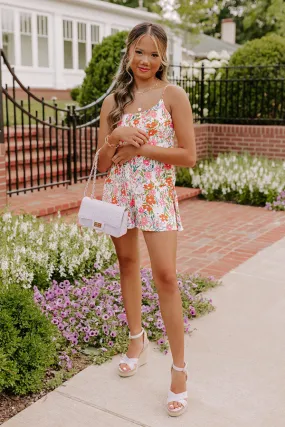 Meet Me In Rio Floral Romper In Light Pink