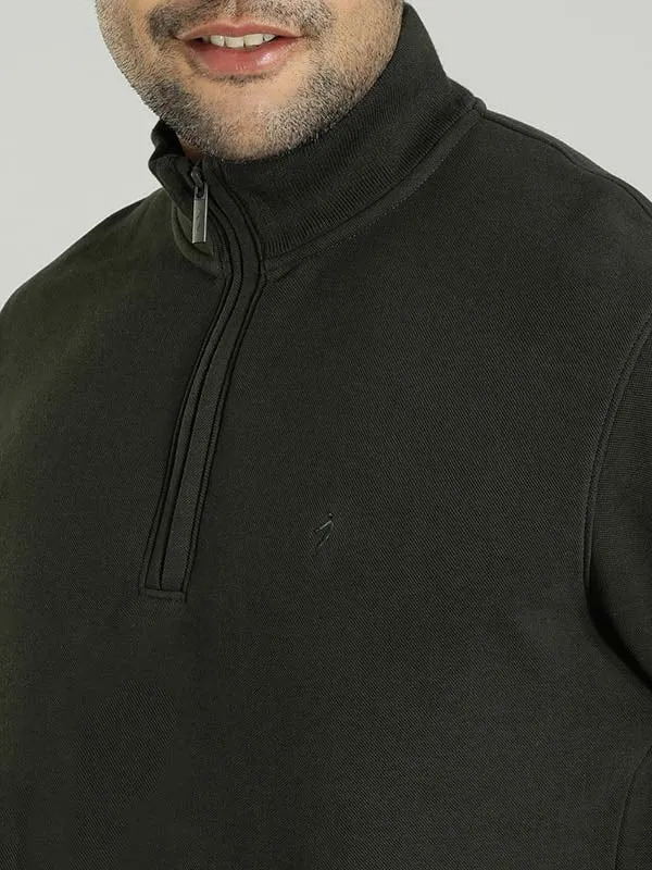 Men Solid High Neck Sweatshirt