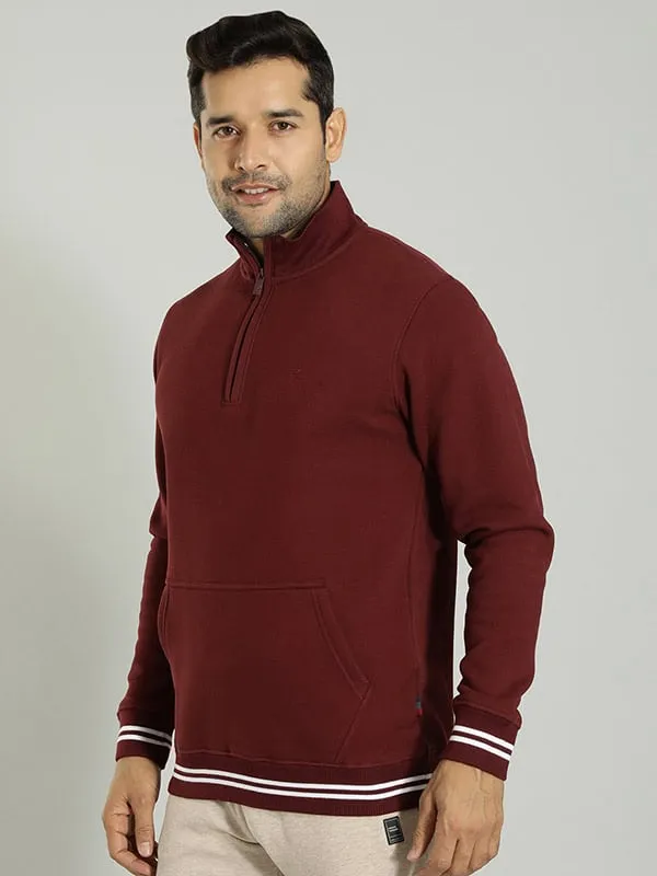 Men Solid High Neck Sweatshirt