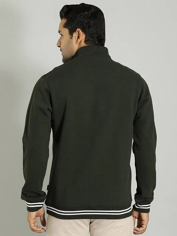 Men Solid High Neck Sweatshirt