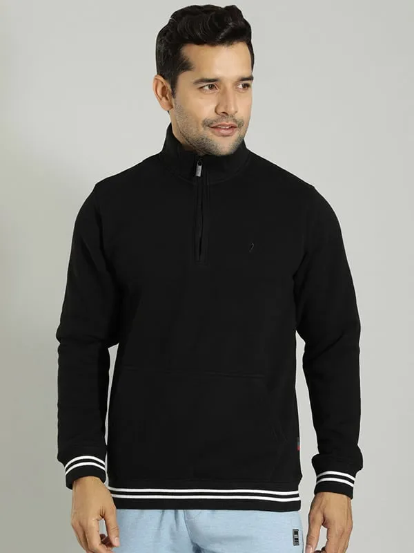 Men Solid High Neck Sweatshirt