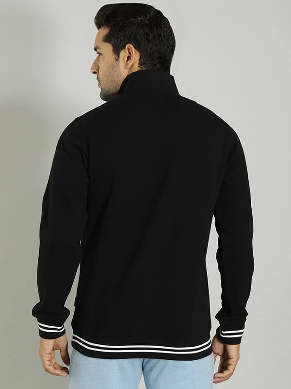 Men Solid High Neck Sweatshirt