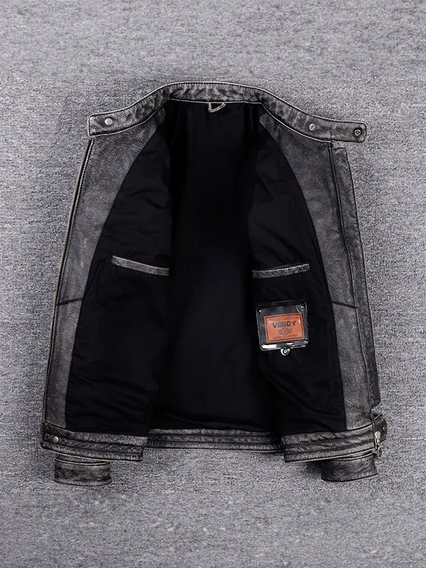 Men's Motorcycle Distressed Leather Jacket