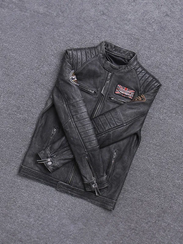 Men's Motorcycle Distressed Leather Jacket