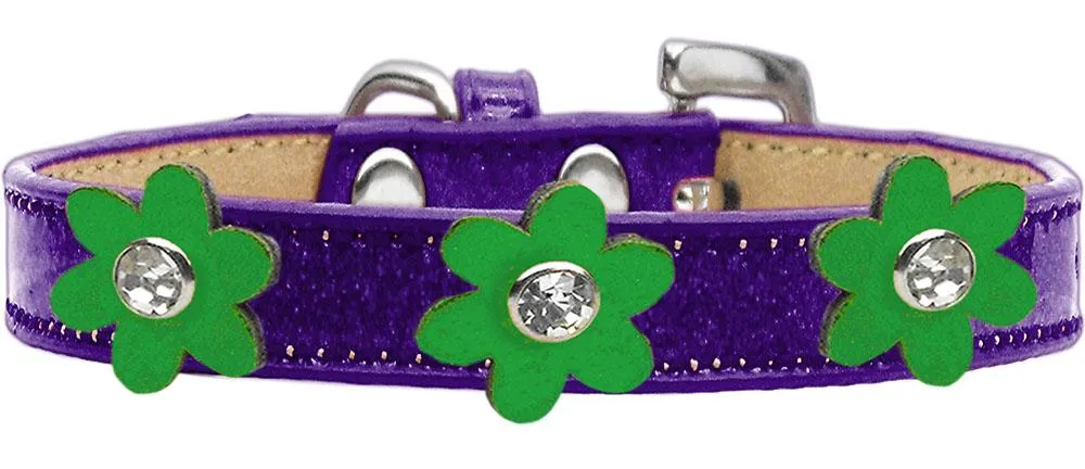 Metallic Flower Ice Cream Collar Purple With Metallic Emerald Green Flowers Size 14