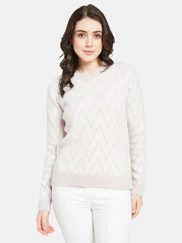 Mettle Women Purple  White Chevron Pullover