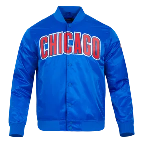 MLB CHICAGO CUBS BIG LOGO MEN'S SATIN JACKET (ROYAL BLUE)