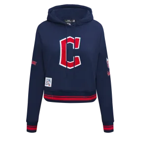 MLB CLEVELAND GUARDIANS RETRO CLASSIC WOMEN'S CROPPED PO HOODIE (MIDNIGHT NAVY/RED/MIDNIGHT NAVY)