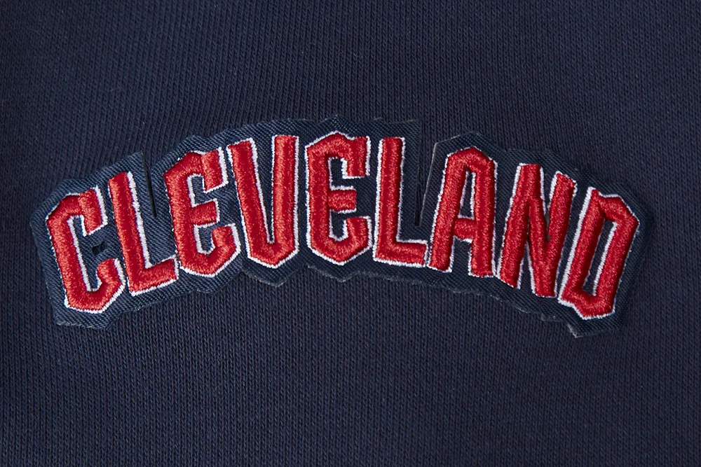 MLB CLEVELAND GUARDIANS RETRO CLASSIC WOMEN'S CROPPED PO HOODIE (MIDNIGHT NAVY/RED/MIDNIGHT NAVY)