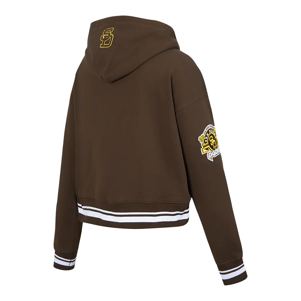 MLB SAN DIEGO PADRES RETRO CLASSIC WOMEN'S RIB CROPPED PO HOODIE (BROWN)