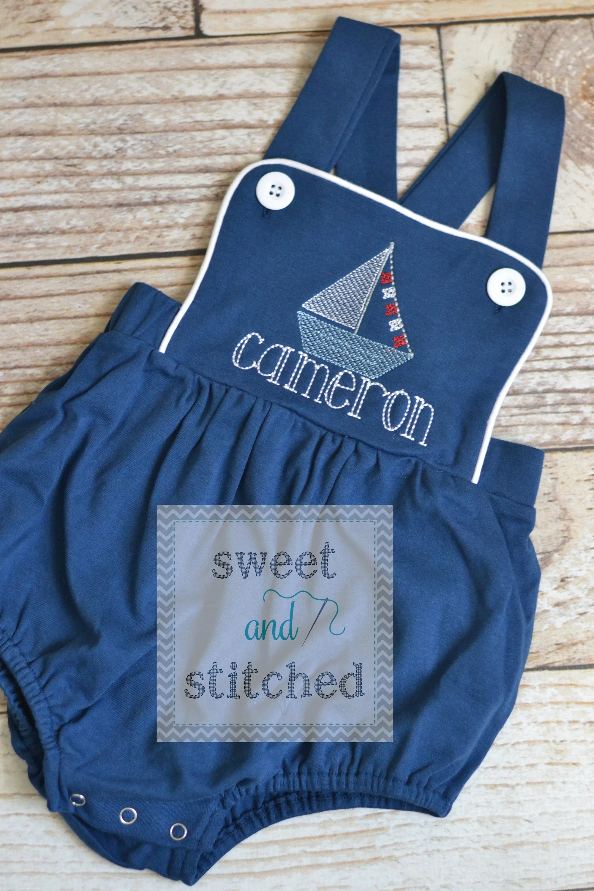 Monogrammed baby boy sailboat outfit, monogrammed boys beach romper, 1st birthday sailboat outfit, boat cake smash, cross backed bubble