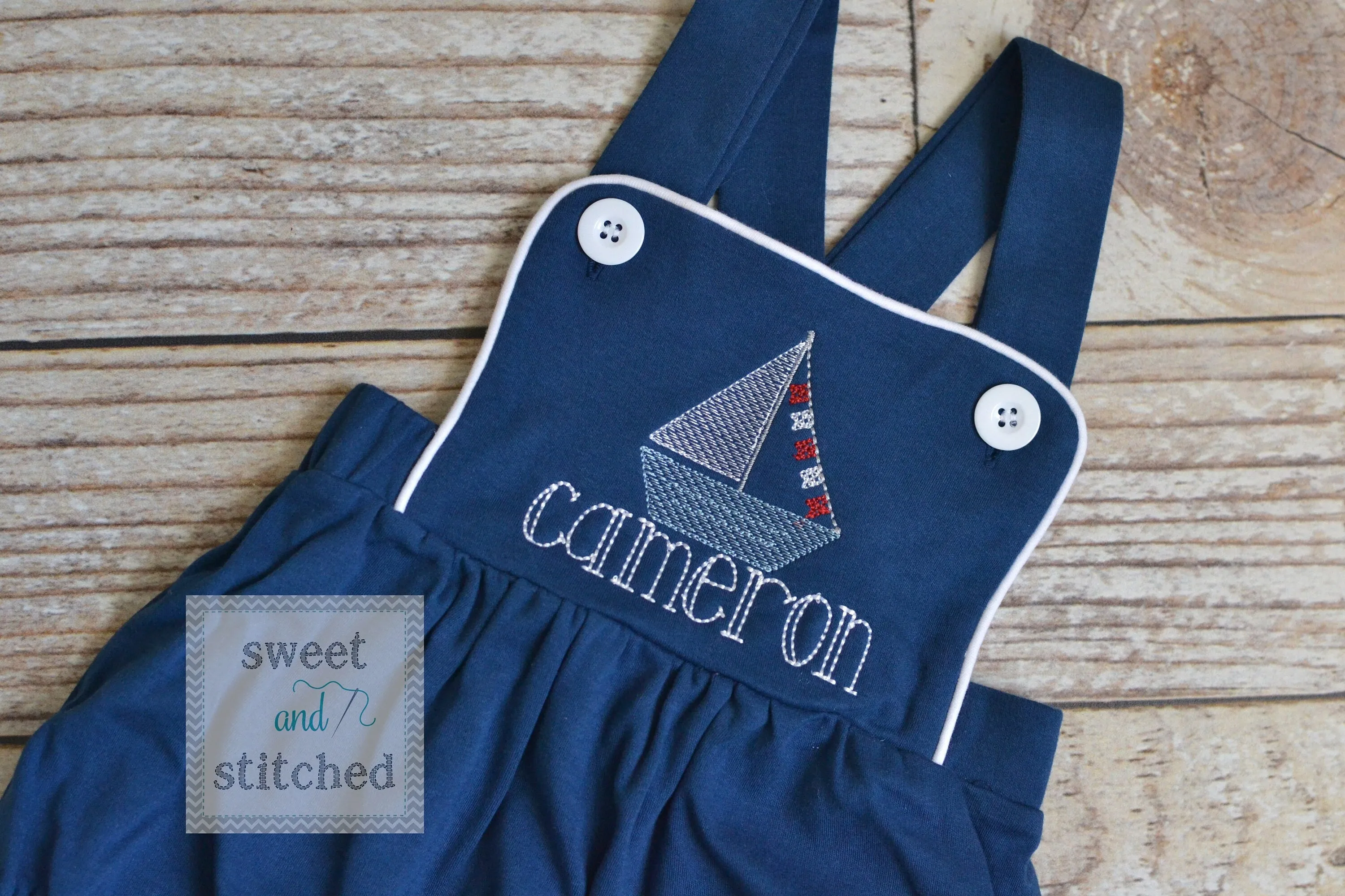 Monogrammed baby boy sailboat outfit, monogrammed boys beach romper, 1st birthday sailboat outfit, boat cake smash, cross backed bubble