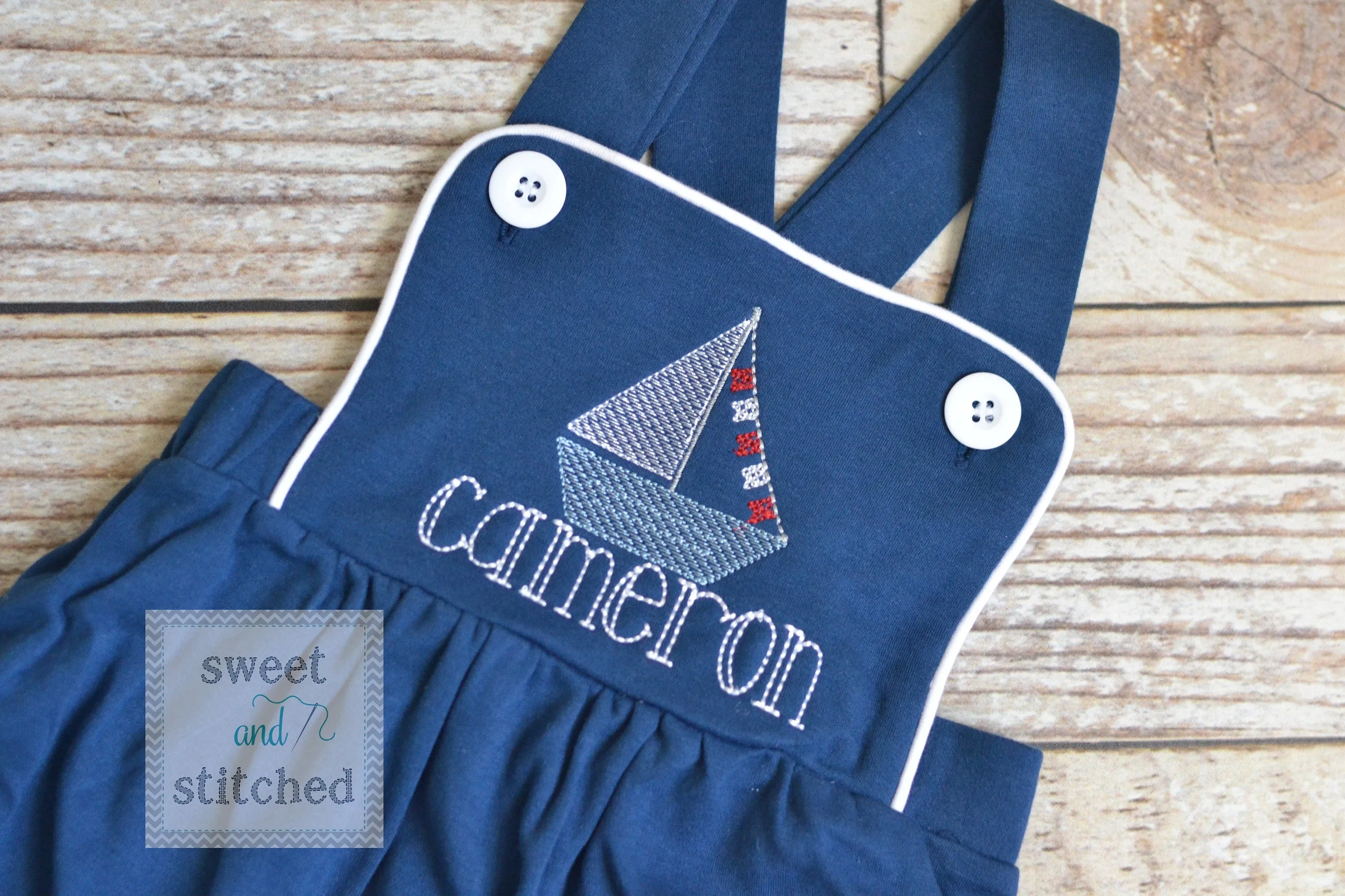 Monogrammed baby boy sailboat outfit, monogrammed boys beach romper, 1st birthday sailboat outfit, boat cake smash, cross backed bubble