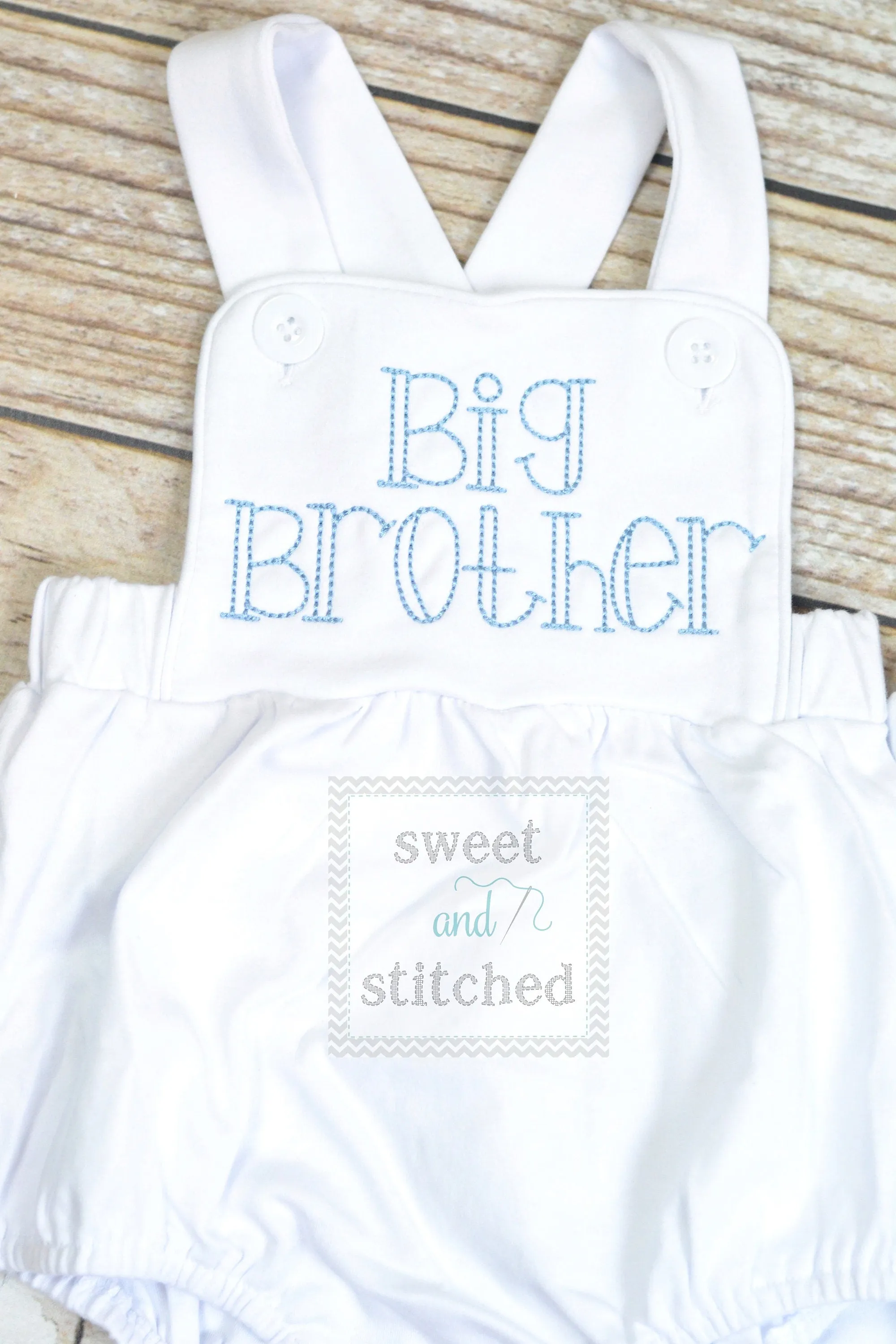 Monogrammed big brother outfit, boys cross backed bubble, boys summer romper, big brother bubble, big brother hospital outfit