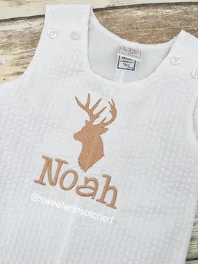 Monogrammed Boys Jon Jon with huntin design, Baby boy buckhead outfit, Personalized Baby boy hunting outfit, deer, daddy's hunting buddy