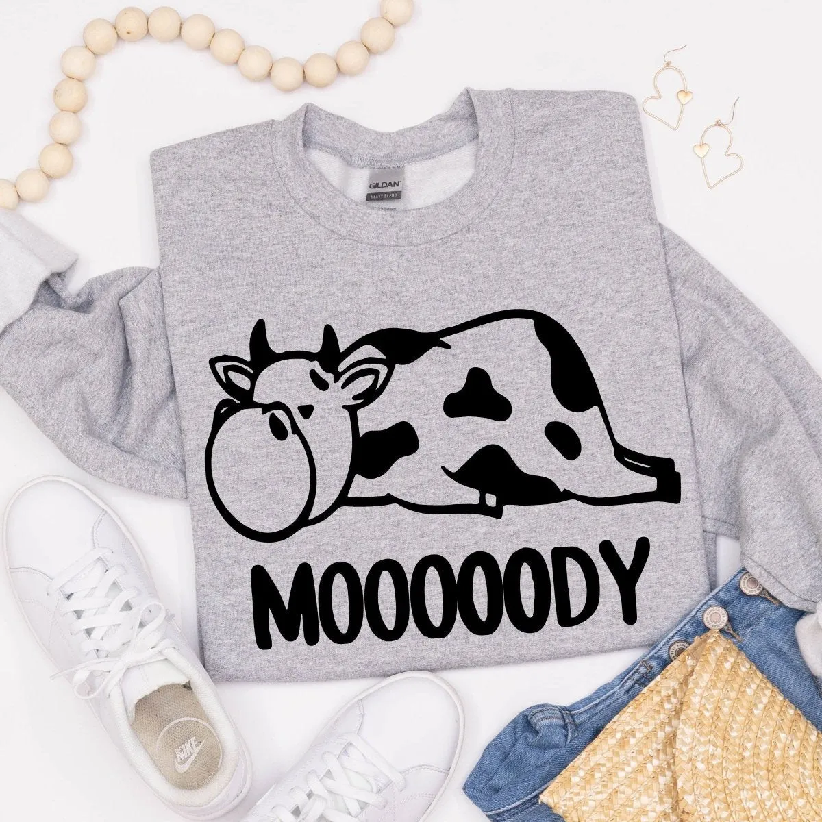 Mooooody Cow Crewneck Wholesale Sweatshirt