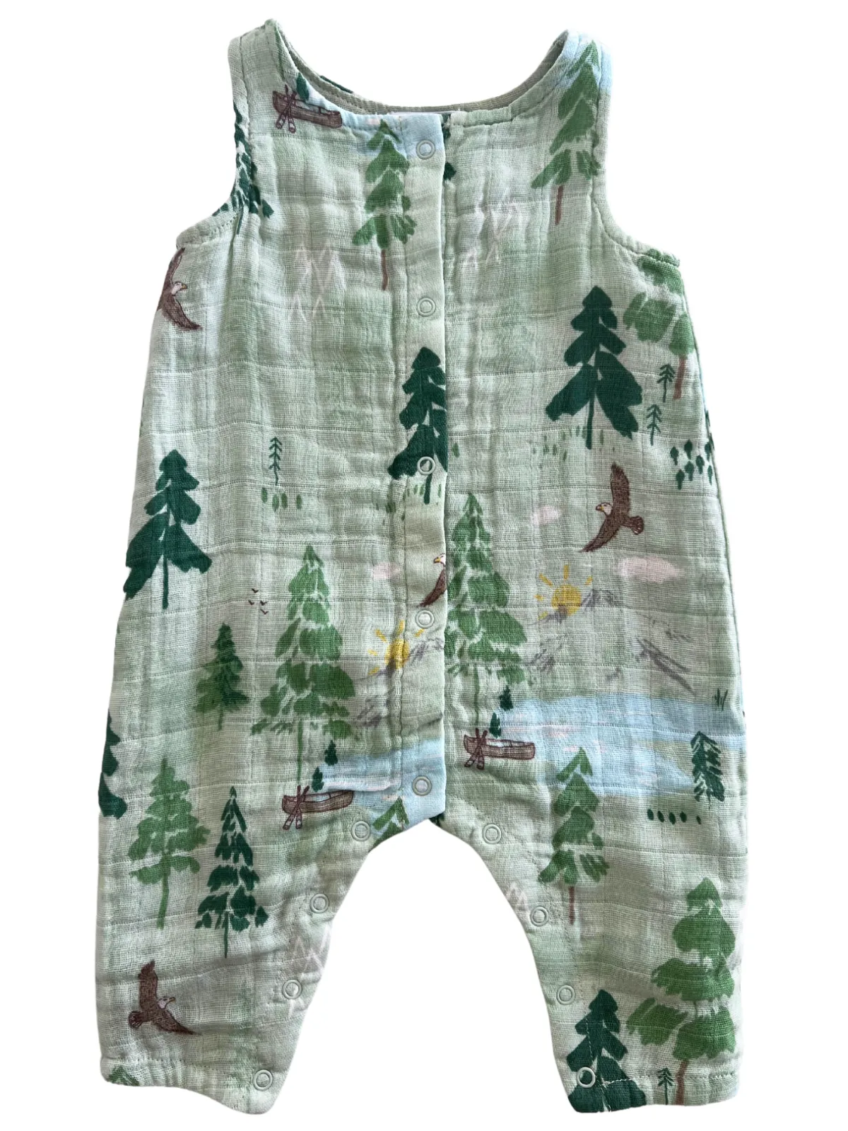 Muslin Sleeveless Romper, Mountain Cabin