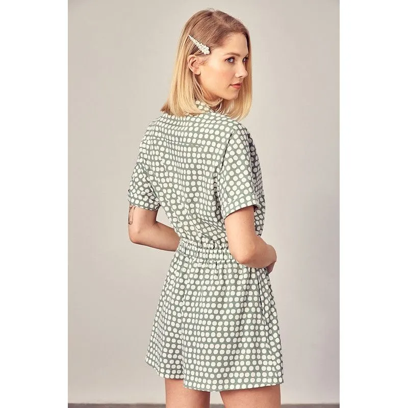 MUSTARD SEED Collard Overlap Polka Dot Romper