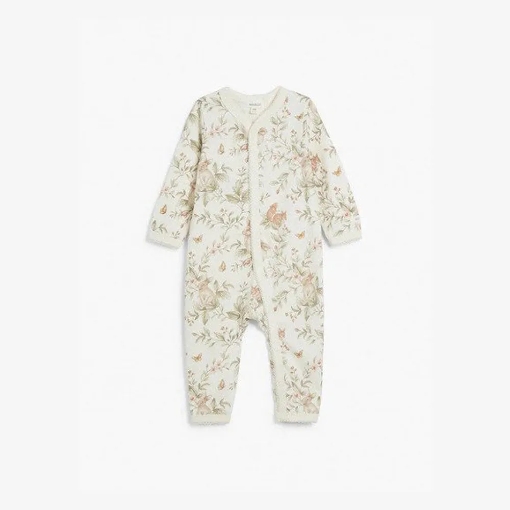 NB All Over Rabbit Soft Print Off White Romper 9868