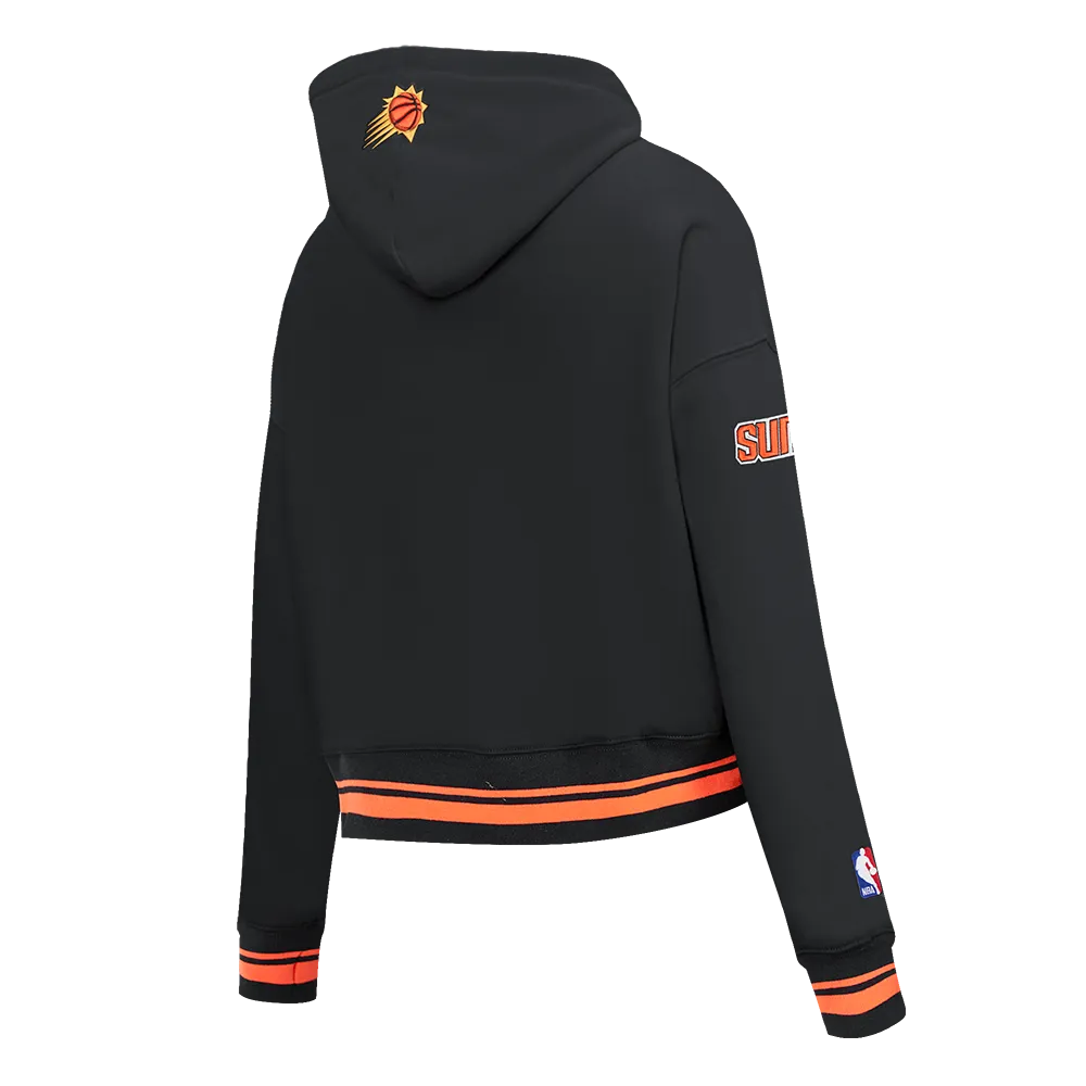 NBA PHOENIX SUNS RETRO CLASSIC WOMEN'S RIB CROPPED PO HOODIE (BLACK/ORANGE)