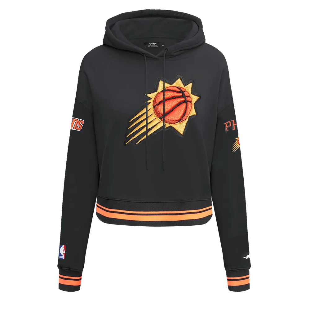 NBA PHOENIX SUNS RETRO CLASSIC WOMEN'S RIB CROPPED PO HOODIE (BLACK/ORANGE)