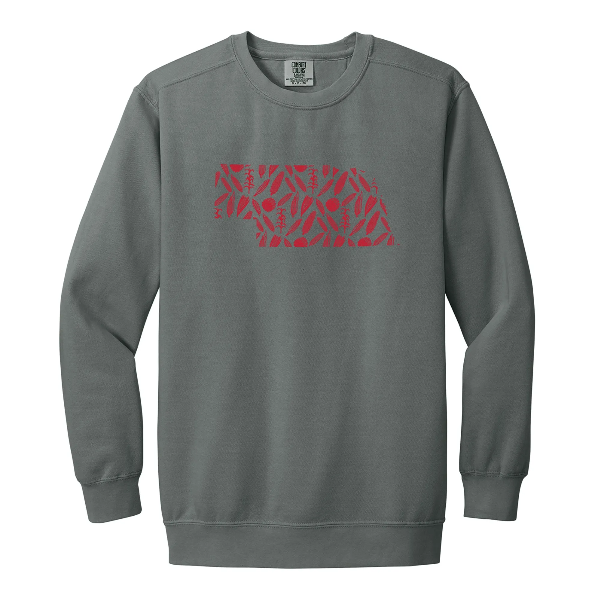 Nebraska State Shapes Garment-Dyed Crewneck - Grey