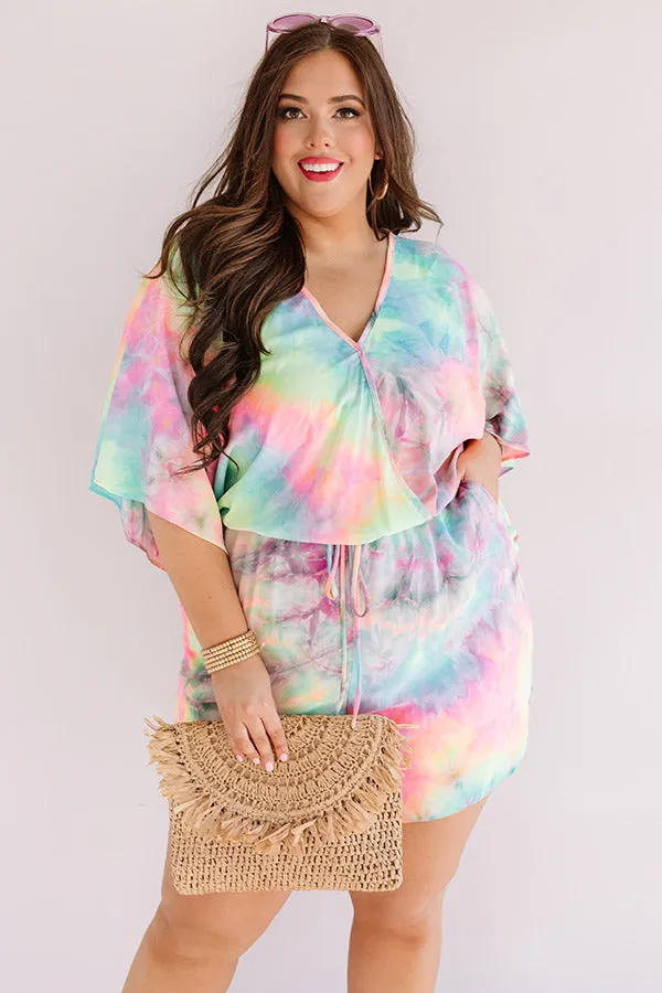 Ocean Water Wishes Tie Dye Romper In Lime Punch Curves