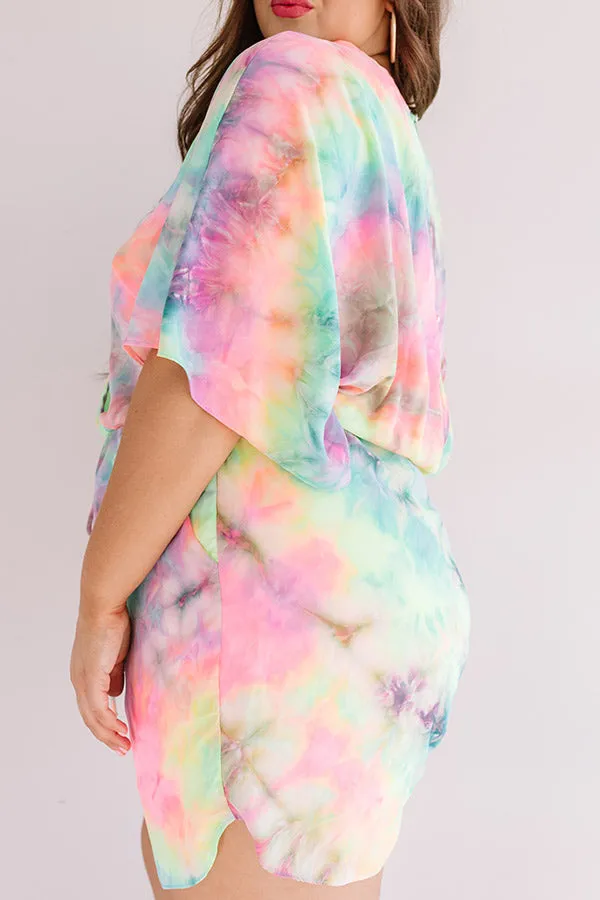 Ocean Water Wishes Tie Dye Romper In Lime Punch Curves