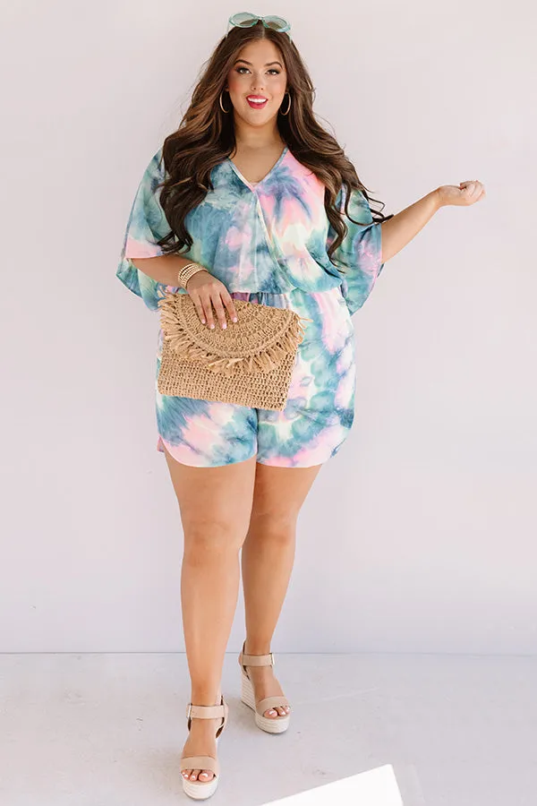 Ocean Water Wishes Tie Dye Romper In Navy Curves