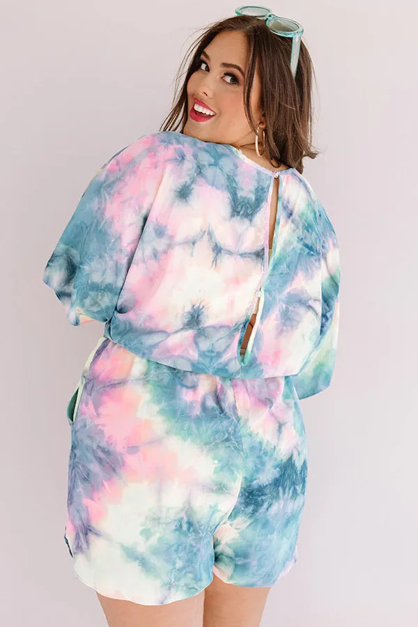 Ocean Water Wishes Tie Dye Romper In Navy Curves