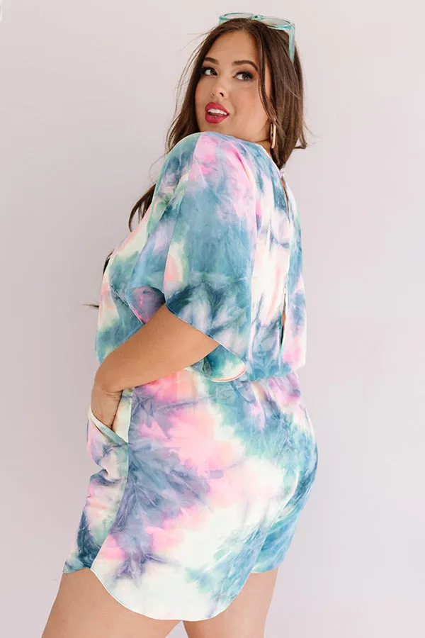 Ocean Water Wishes Tie Dye Romper In Navy Curves