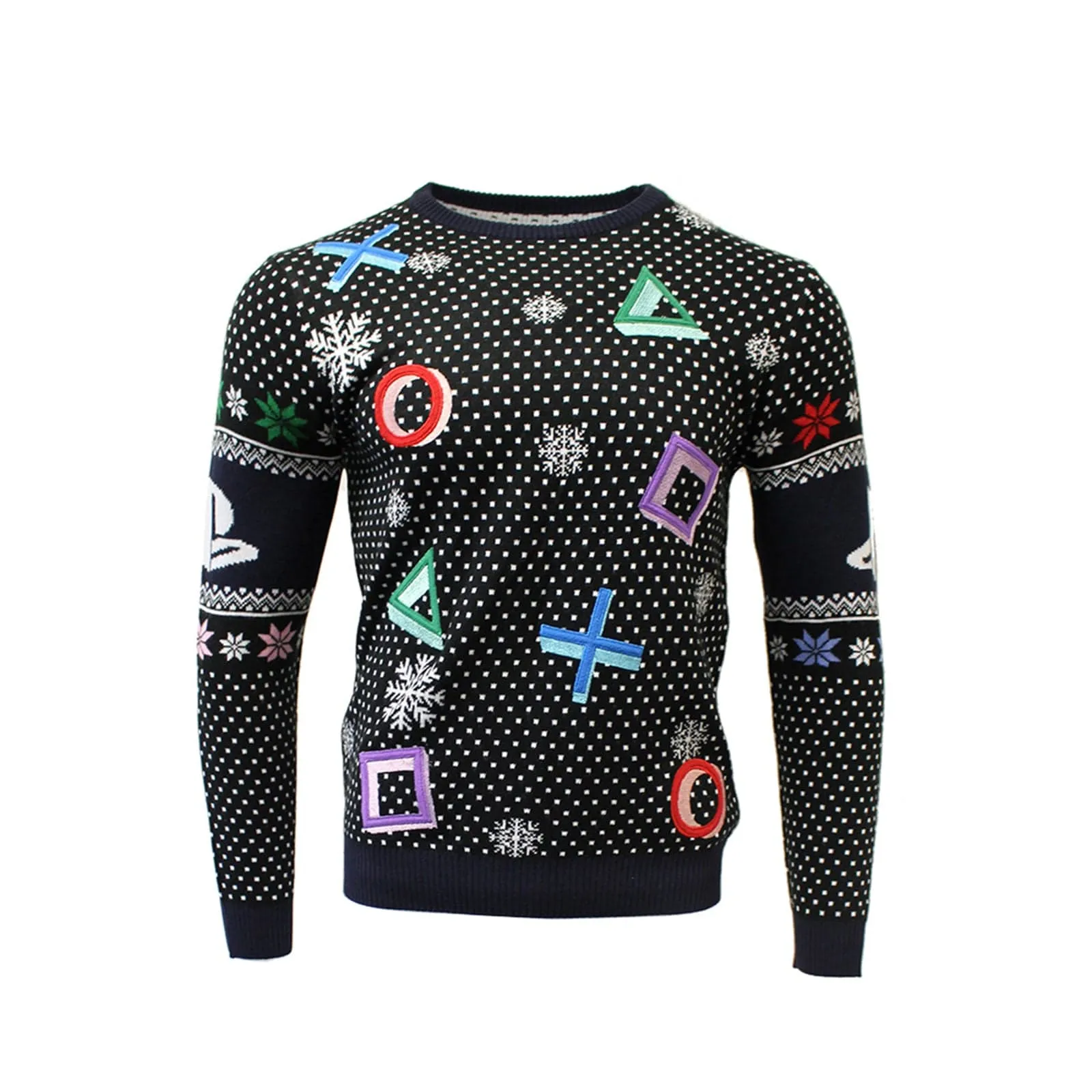 Official PlayStation Symbols Black Christmas Jumper / Ugly Sweater