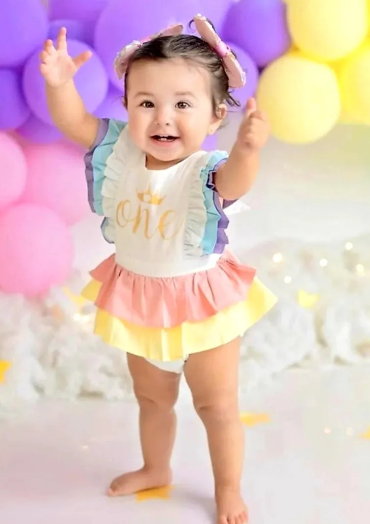 One Rainbow Ruffle Romper #1000519