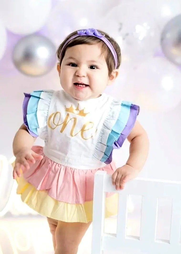 One Rainbow Ruffle Romper #1000519