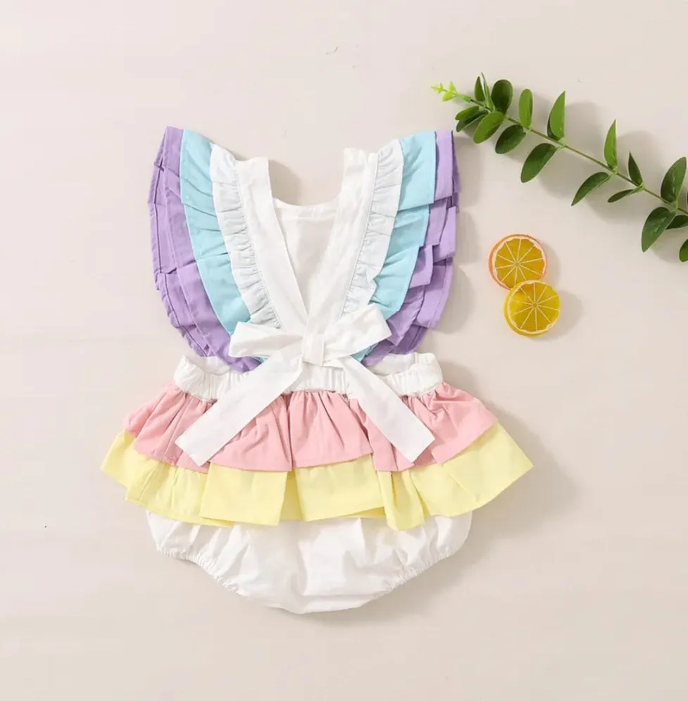 One Rainbow Ruffle Romper #1000519