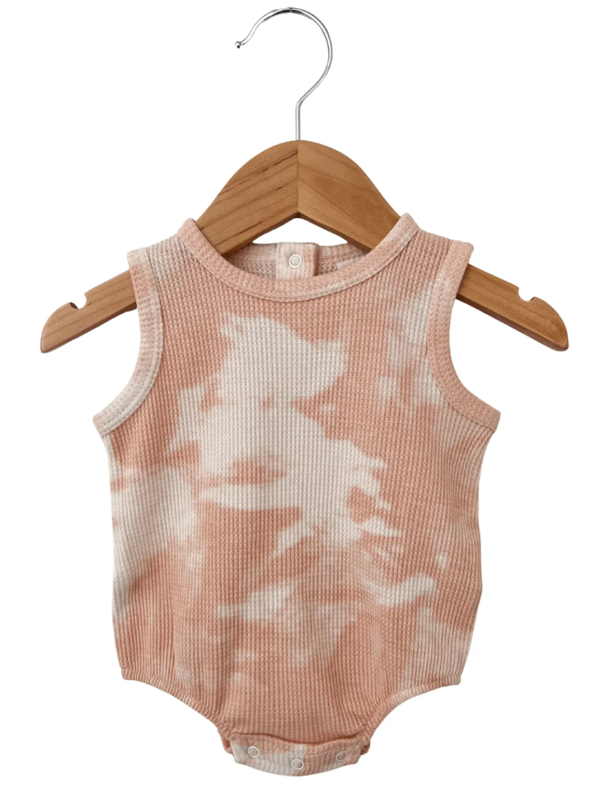 Organic Waffle Bubble Romper, Pink Lemonade Tie Dye