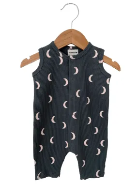 Organic Waffle Easy Romper, Moon