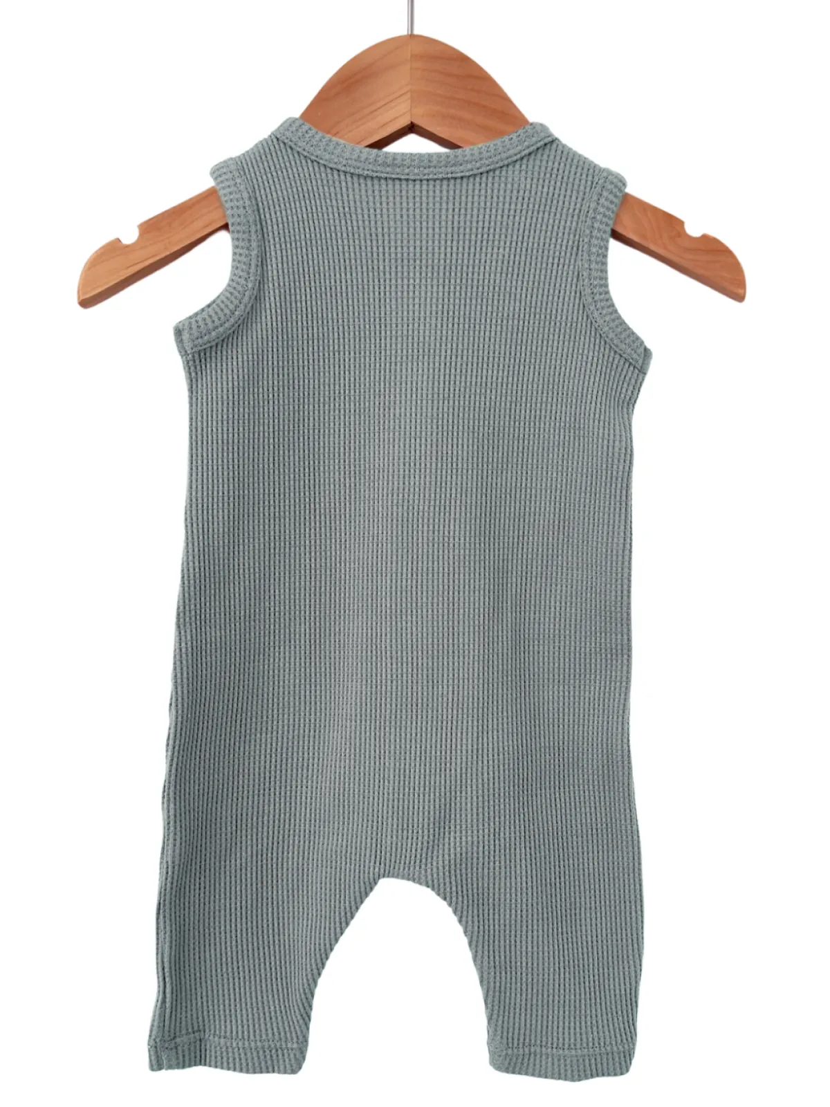 Organic Waffle Easy Romper, Mountain Green